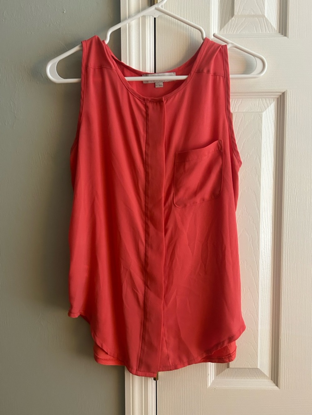 LOFT Orange Sleeveless Pocket Blouse